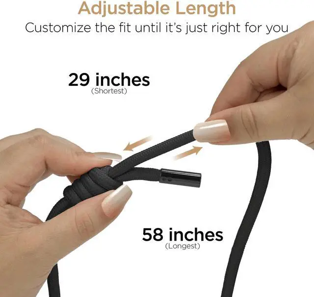 Alt view image 4 of 7 - HyperGear TECHcessories Black Braided Rope Universal Crossbody Phone Strap