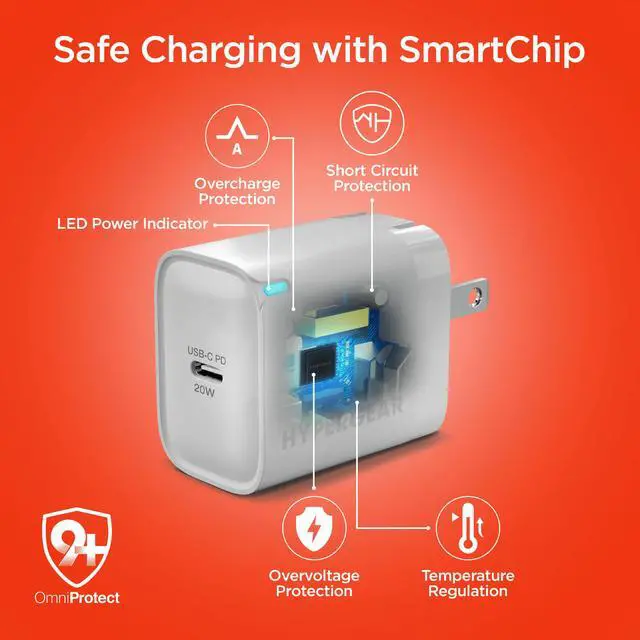 Alt view image 4 of 7 - HyperGear 20W USB-C PD Wall Charger