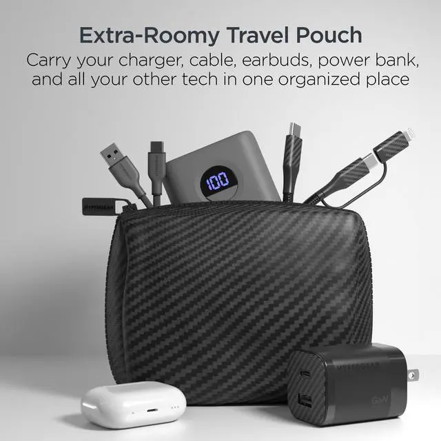 Alt view image 4 of 7 - HyperGear TECHcessories 30W USB-C PD Charging Kit with Travel Pouch Carbon Grey