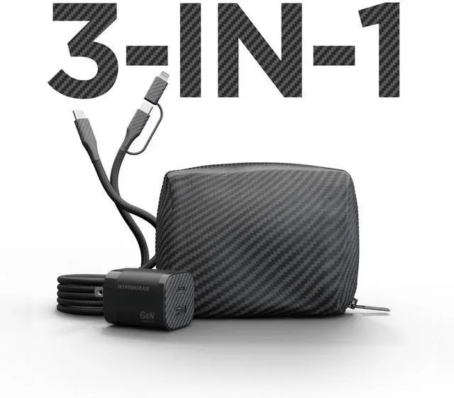 Main image of HyperGear TECHcessories 30W USB-C PD Charging Kit with Travel Pouch Carbon Grey