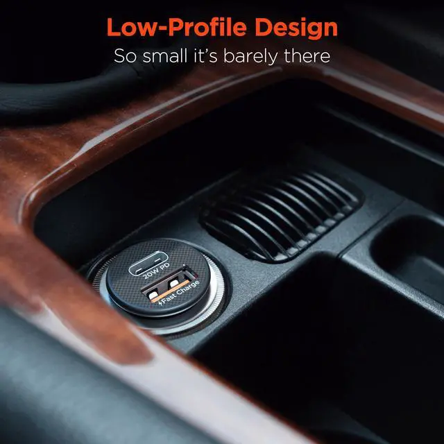 Alt view image 4 of 7 - HyperGear Mini 20W USB-C PD + 18W USB Fast Car Charger Black