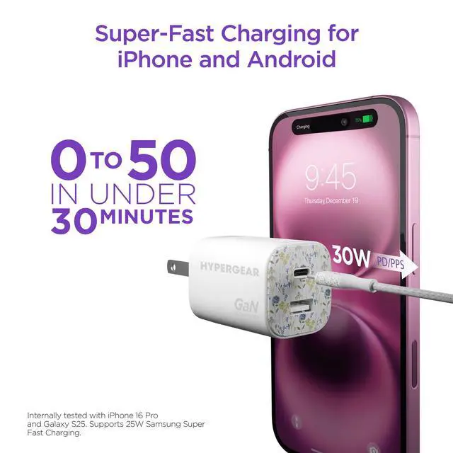 Alt view image 4 of 7 - HyperGear TECHcessories 30W USB-C PD Charging Kit with Travel Pouch Floral