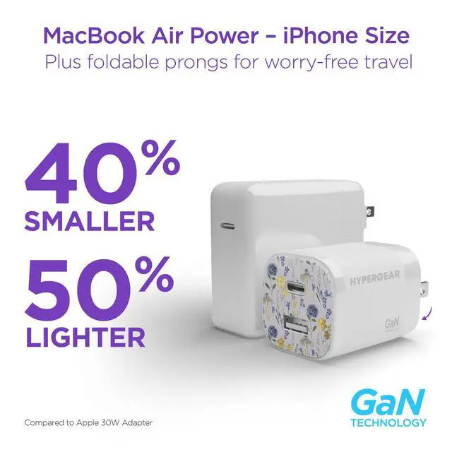 Alt view image 5 of 7 - HyperGear TECHcessories 30W USB-C PD Charging Kit with Travel Pouch Floral