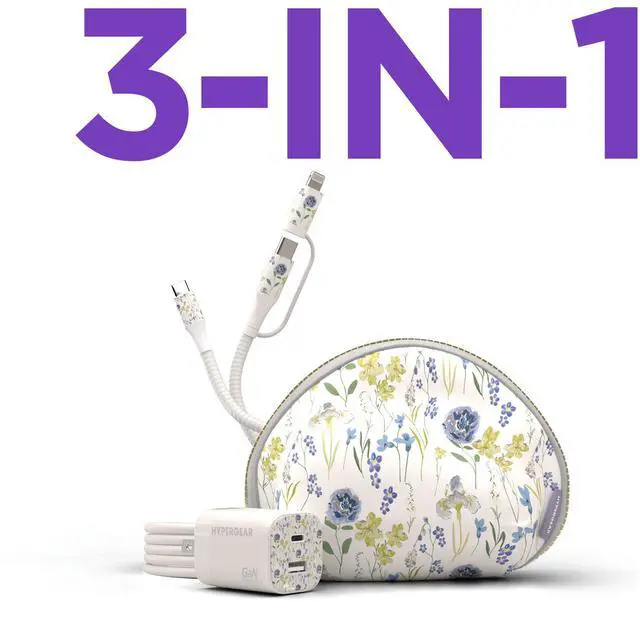 Main image of HyperGear TECHcessories 30W USB-C PD Charging Kit with Travel Pouch Floral