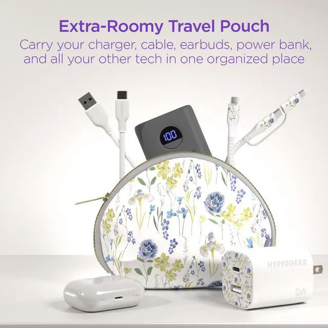 Alt view image 3 of 7 - HyperGear TECHcessories 30W USB-C PD Charging Kit with Travel Pouch Floral