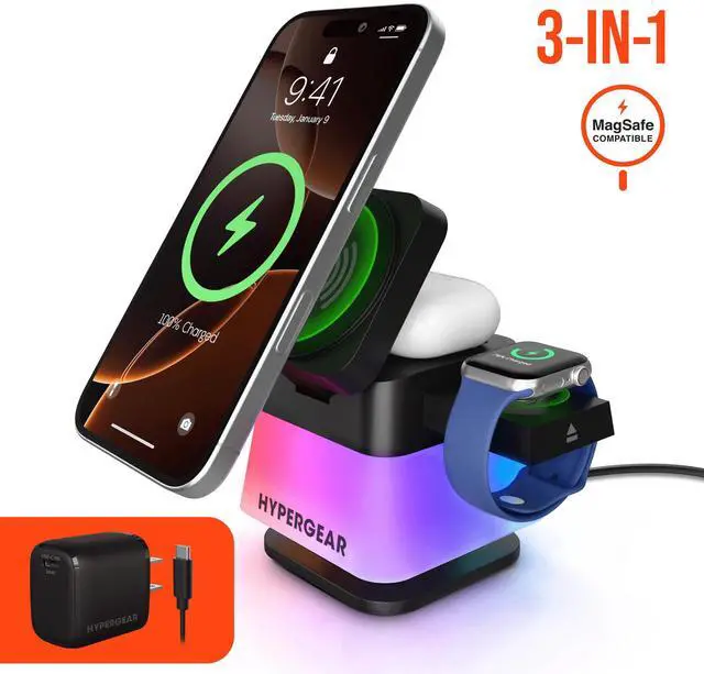 Main image of HyperGear PowerFold Cube RGB 3-in-1 Wireless Charging Stand