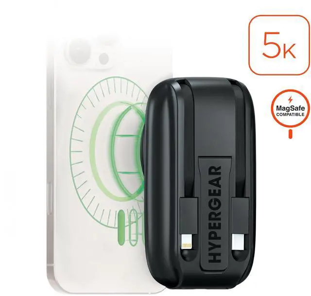 Main image of HyperGear Mag Grip Go 5000mAh Wireless Power Bank - Black