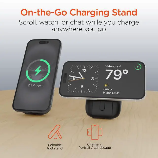 Alt view image 7 of 7 - HyperGear Mag Grip Go 5000mAh Wireless Power Bank - Black