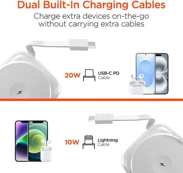 Alt view image 7 of 7 - HyperGear Mag Grip Go 5000mAh Wireless Power Bank - White