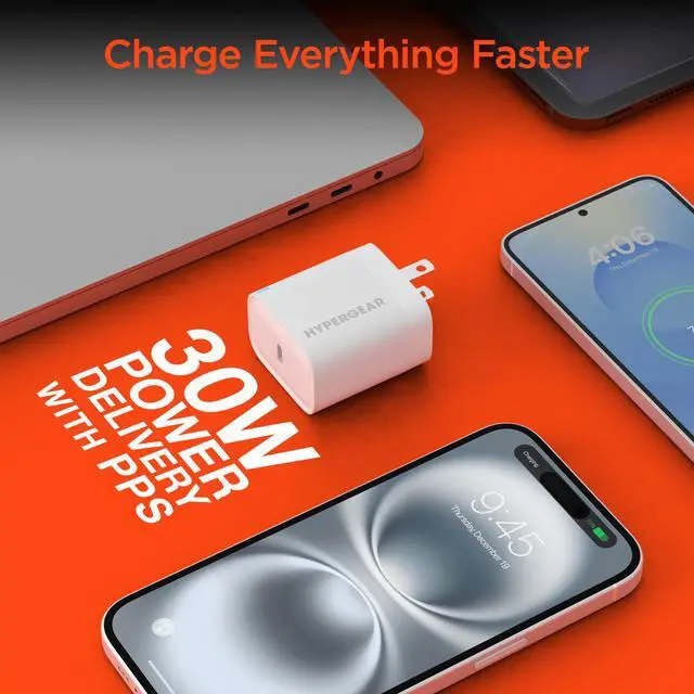 Alt view image 2 of 7 - HyperGear 30W USB-C PD Fast Wall Charger with PPS