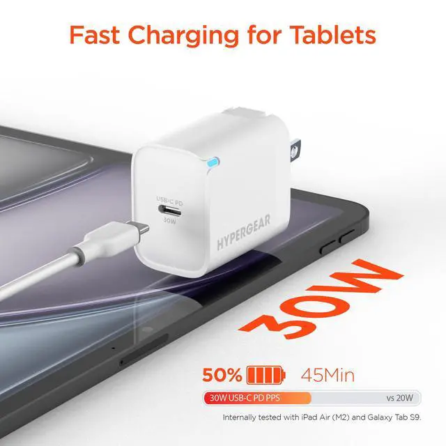 Alt view image 5 of 7 - HyperGear 30W USB-C PD Fast Wall Charger with PPS