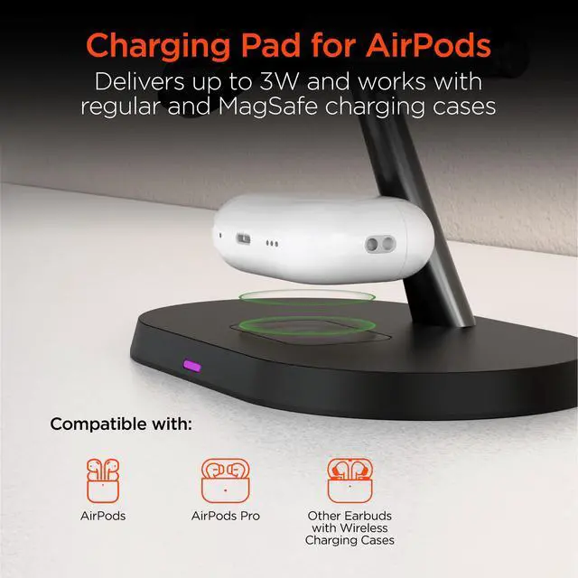Alt view image 4 of 7 - HyperGear MaxCharge Pro 3-in-1 Magsafe Charging Stand