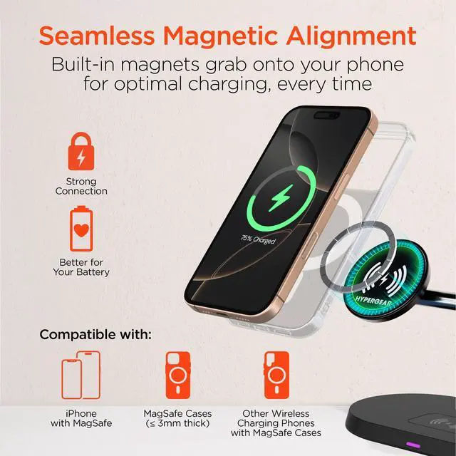 Alt view image 6 of 7 - HyperGear MaxCharge Pro 3-in-1 Magsafe Charging Stand