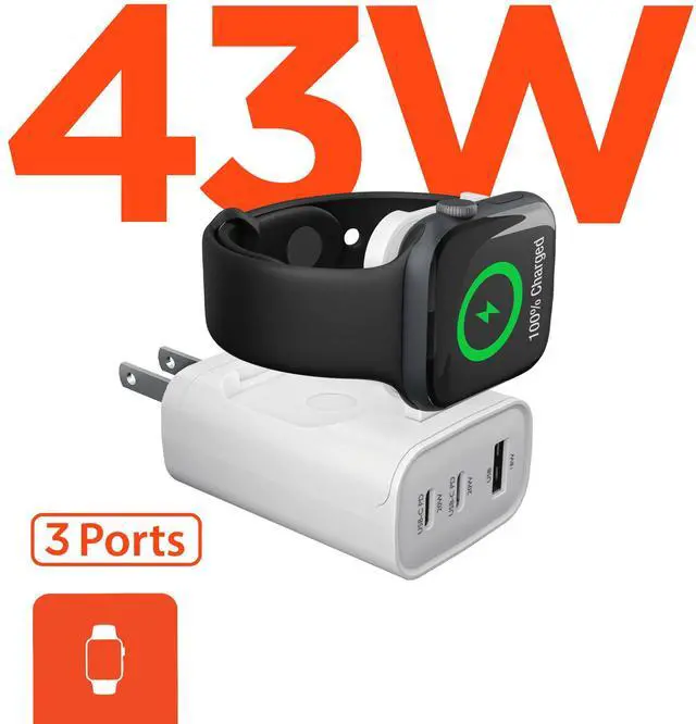 Main image of HyperGear SpeedBoost 43W 3-Port Fast Phone and Watch Wall Charger