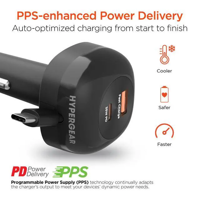Alt view image 6 of 7 - HyperGear SpeedBoost 60W Retractable Car Charger