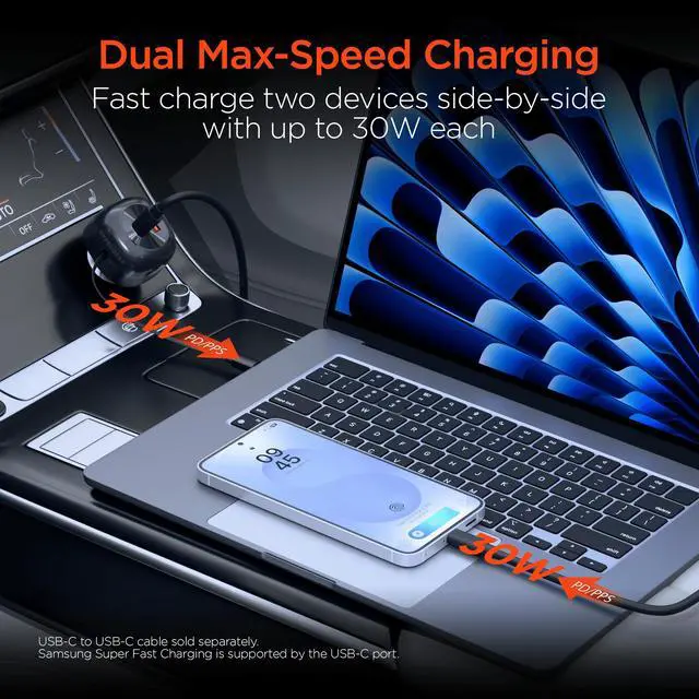 Alt view image 5 of 7 - HyperGear SpeedBoost 60W Retractable Car Charger