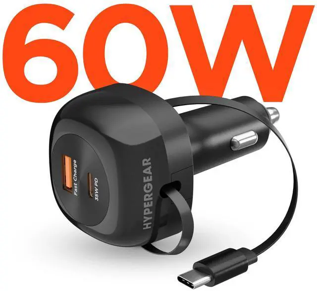 Main image of HyperGear SpeedBoost 60W Retractable Car Charger