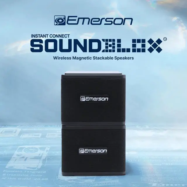 Alt view image 4 of 7 - Emerson 1-Pair Instant Connect Sound Blox Wireless Magnetic Stackable Speakers
