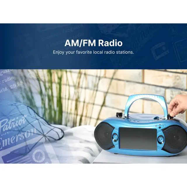Alt view image 3 of 3 - Emerson 7" Bluetooth DVD Boombox with AMFM Radio & Digital TV - Blue