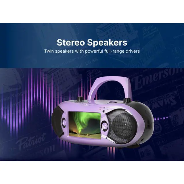 Alt view image 3 of 4 - Emerson 7" Bluetooth DVD Boombox with AMFM Radio & Digital TV - Lilac
