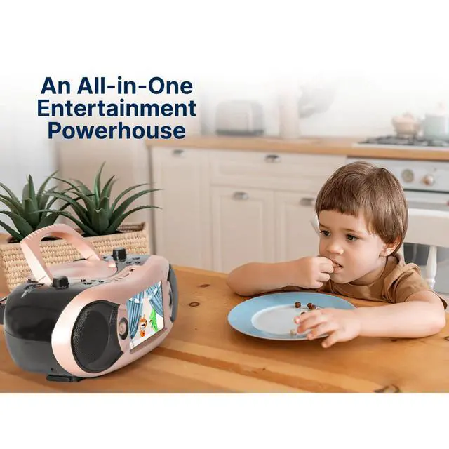 Alt view image 3 of 3 - Emerson 7" Bluetooth DVD Boombox with AMFM Radio & Digital TV - Rose Gold