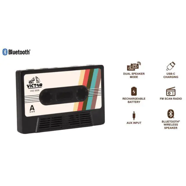 Alt view image 3 of 3 - Victor Cassette Bluetooth Speaker