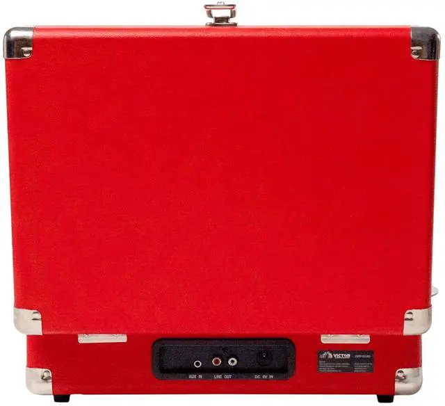 Alt view image 4 of 7 - Victor Metro Dual Bluetooth Suitcase 3-Speed Turntable - Red
