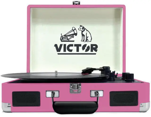 Main image of Victor Metro Dual Bluetooth Suitcase 3-Speed Turntable - Pink
