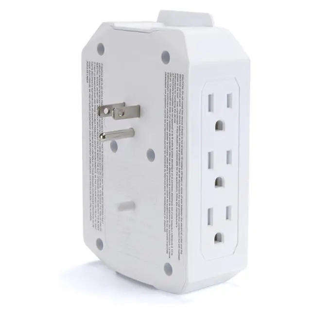 Alt view image 5 of 7 - Emerson 6-Outlet + USB Wall Charger with Surge Protection and LED Lighting