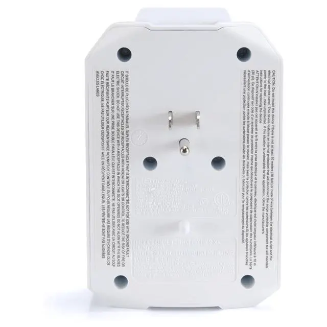 Alt view image 6 of 7 - Emerson 6-Outlet + USB Wall Charger with Surge Protection and LED Lighting