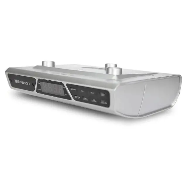Alt view image 2 of 7 - Emerson Under Cabinet FM Radio w Bluetooth, Station Memory and Clock with Timer