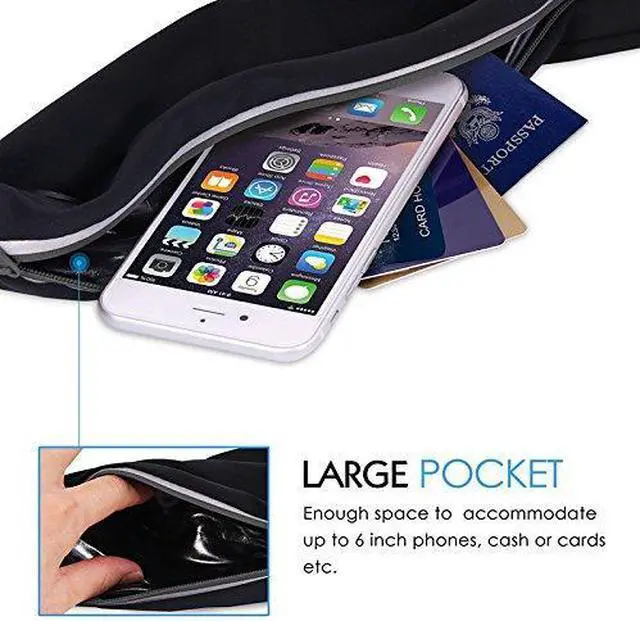 Alt view image 4 of 5 - Dual Pocket Running Belt Sports and Travel Fanny Pack for Jogging, Cycling and Outdoors with Water Resistant Storage Pockets - Slim, Adjustable and Elastic to Hold Cell Phones, ID and Keys