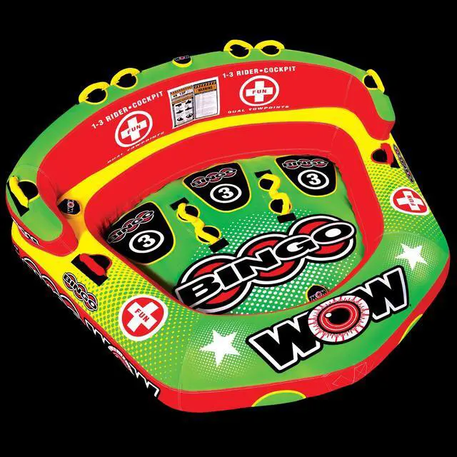 Alt view image 6 of 7 - WOW Sports Bingo 1-3 Person Towable Water Tube For Pool And Lake (14-1070)