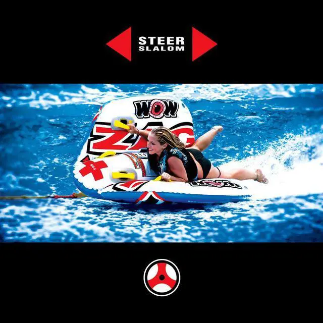 Alt view image 6 of 7 - WOW Sports Zig Zag 1 Person Steerable And Towable Water Tube For Pool And Lake  (12-1050)