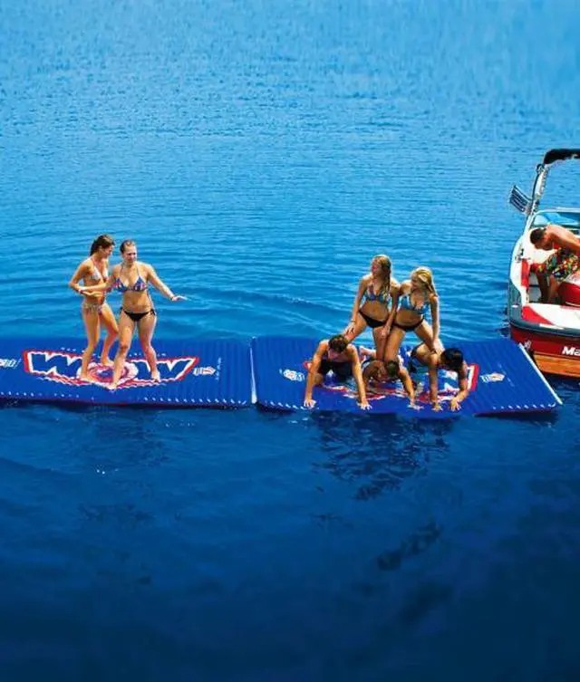 Alt view image 2 of 10 - WOW Sports Floating Pool And Lake Water Walkway And Lounge - Red (12-2040)