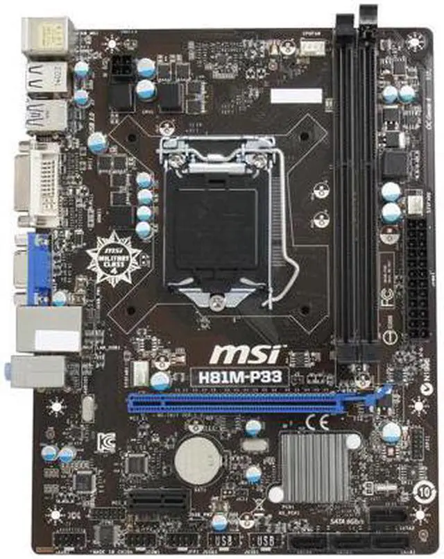 Alt view image 3 of 5 - MSI H81M-P33 LGA 1150 Intel H81 SATA 6Gb/s USB 3.0 Micro ATX Intel Motherboard