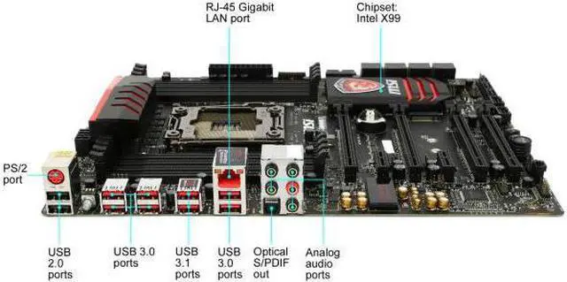 MSI MSI Gaming X99A GAMING LGA 2011-v3 Intel X99 SATA 6Gb/s USB USB  ATX Intel Motherboard