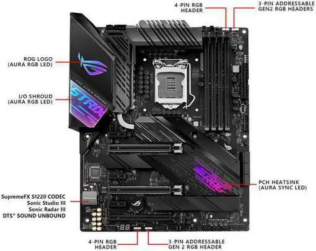 Alt view image 2 of 5 - ASUS ROG STRIX Z490-E GAMING LGA 1200 (Intel 10th Gen) Intel Z490 (WiFi 6) SATA 6Gb/s ATX Intel Motherboard (14+2 Power Stages, DDR4 4600, Intel 2.5 Gb Ethernet, Bluetooth v5.1, Dual M.2 and AURA Sync