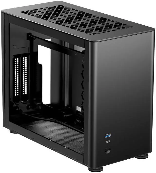 Alt view image 2 of 7 - JONSBO A4 Ver1.1 ITX Computer Case Support 240mm Radiator SFX-L PSU 325mm Vertical GPU Vertical Airflow Tempered Glass Side Panel Separated Cabinet Magnalium Case - Black