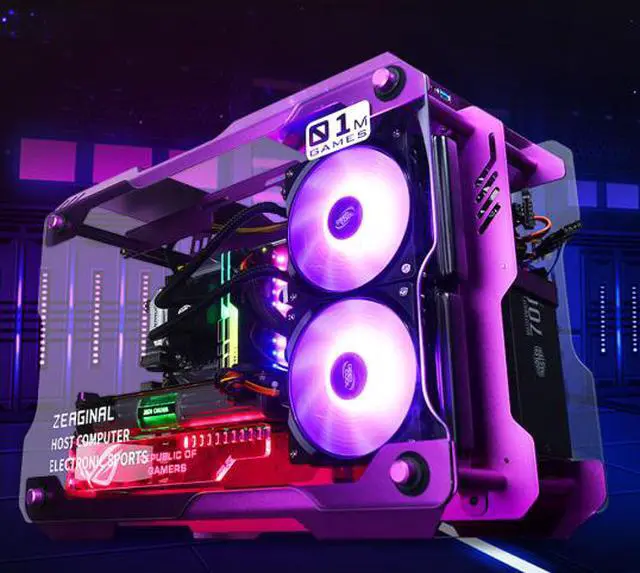 Alt view image 4 of 7 - Zeaginal ZC-01M Mini Tempered Glass Computer Case Support 120MM/ 240mm Radiator Support M-ATX /ITX Motherboard USB 3.0 -Purple (Accessories are not included)