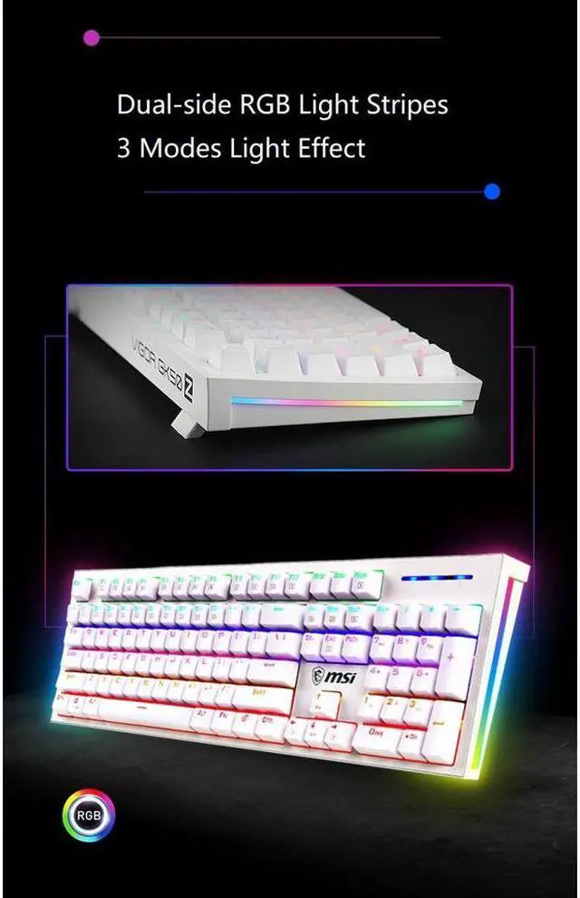 Alt view image 3 of 6 - MSI GK50Z Ergonomic Design, Cool Exterior Anti-splash Mechanical Gaming Keyboard, N-key Rollover and RGB Backlit-Red Switch
