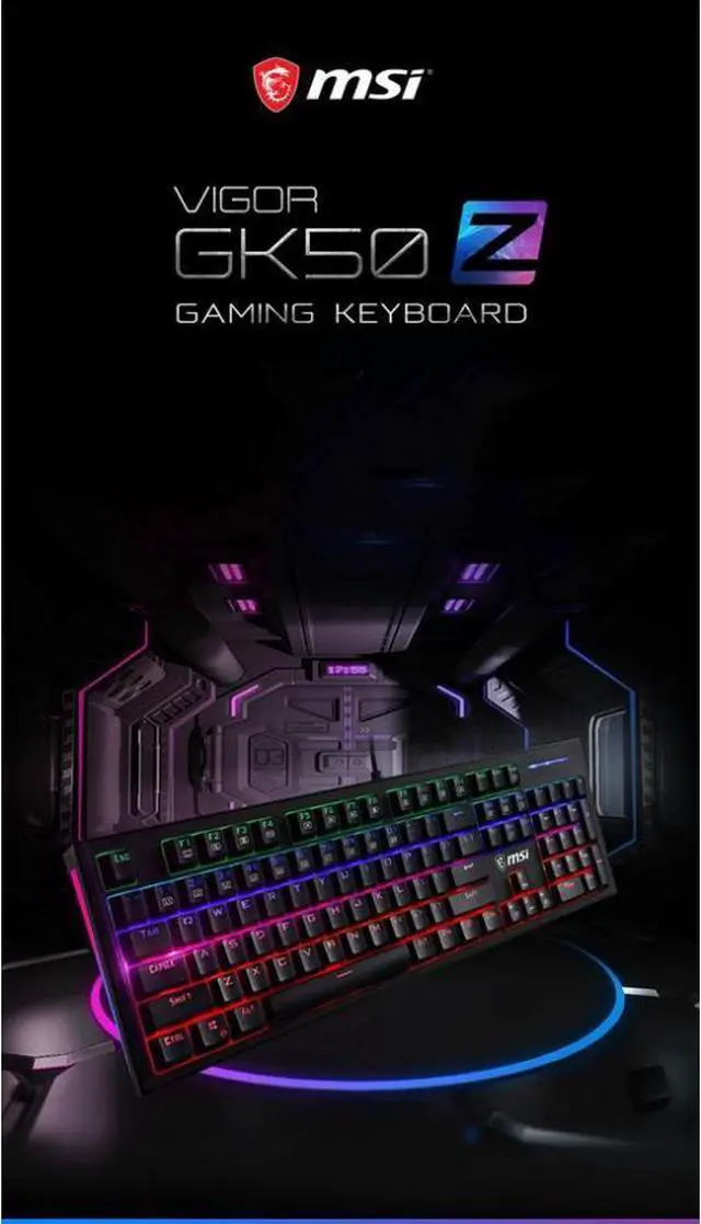 Alt view image 3 of 7 - MSI GK50Z Ergonomic Design, Cool Exterior Anti-splash Mechanical Gaming Keyboard, N-key Rollover and RGB Backlit-Blue Switch