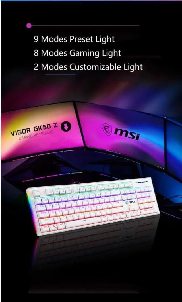 Alt view image 4 of 7 - MSI GK50Z Ergonomic Design, Cool Exterior Anti-splash Mechanical Gaming Keyboard, N-key Rollover and RGB Backlit-Blue Switch