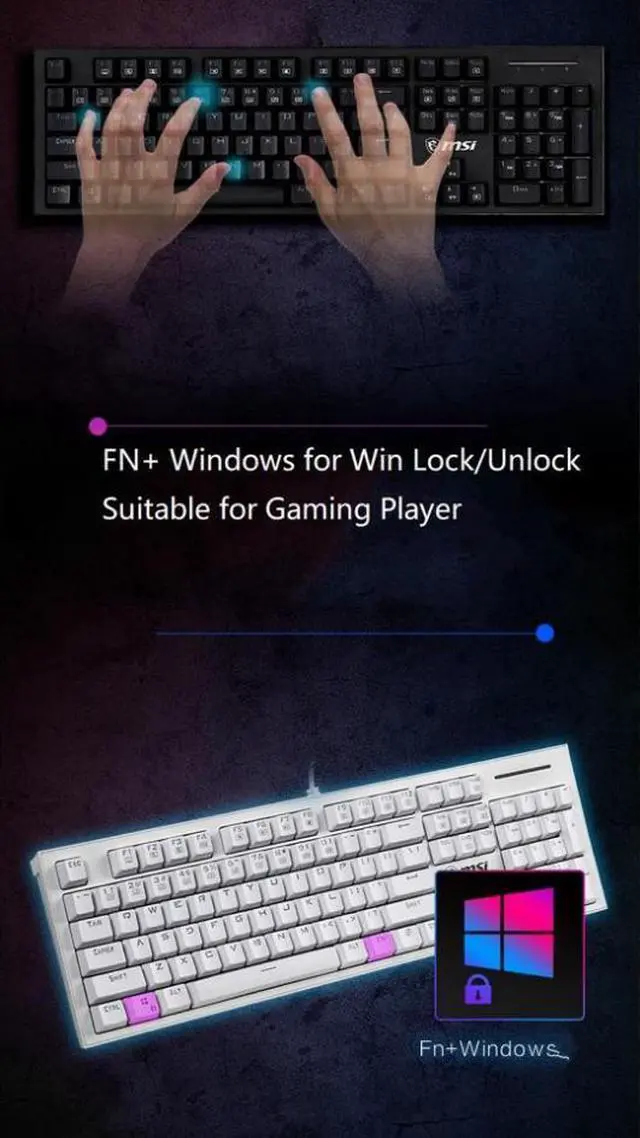 Alt view image 7 of 7 - MSI GK50Z Ergonomic Design, Cool Exterior Anti-splash Mechanical Gaming Keyboard, N-key Rollover and RGB Backlit-Blue Switch