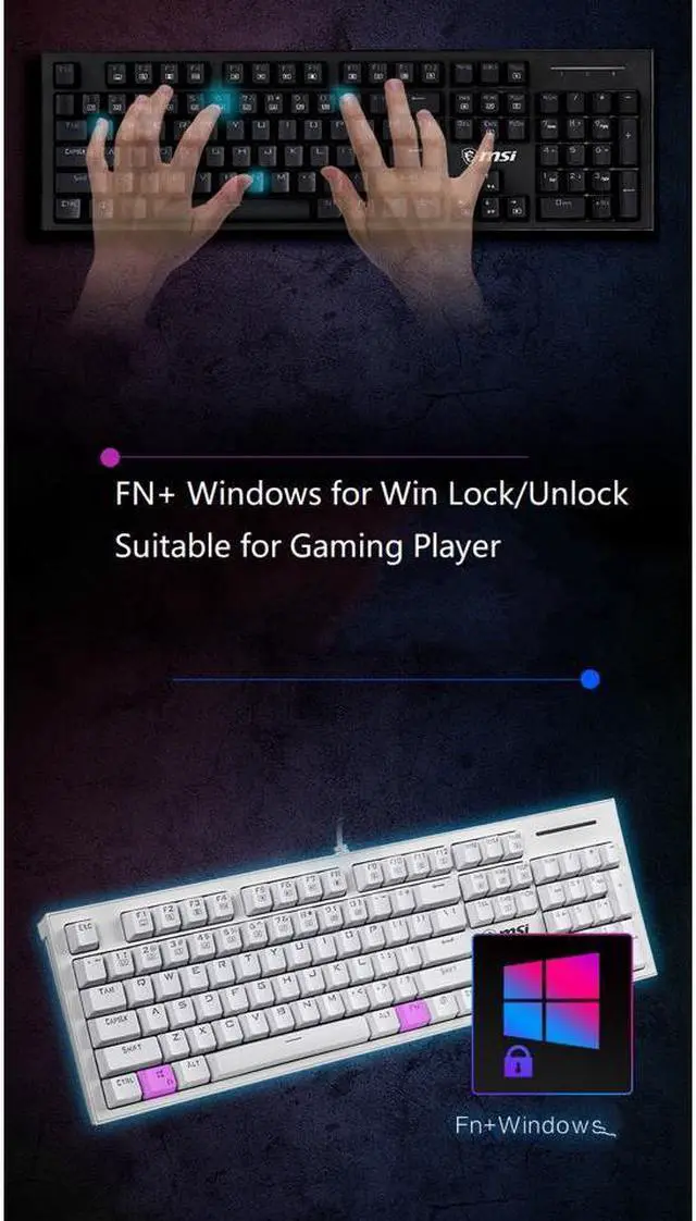 Alt view image 5 of 6 - MSI GK50Z Ergonomic Design, Cool Exterior Anti-splash Mechanical Gaming Keyboard, N-key Rollover and RGB Backlit-Red Switch