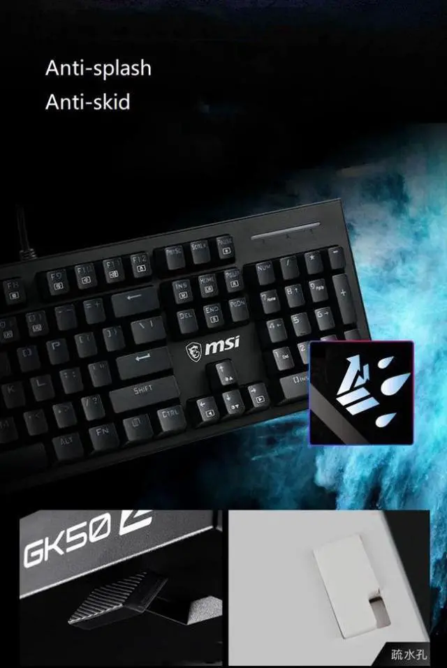 Alt view image 2 of 7 - MSI GK50Z Ergonomic Design, Cool Exterior Anti-splash Mechanical Gaming Keyboard, N-key Rollover and RGB Backlit-Blue Switch