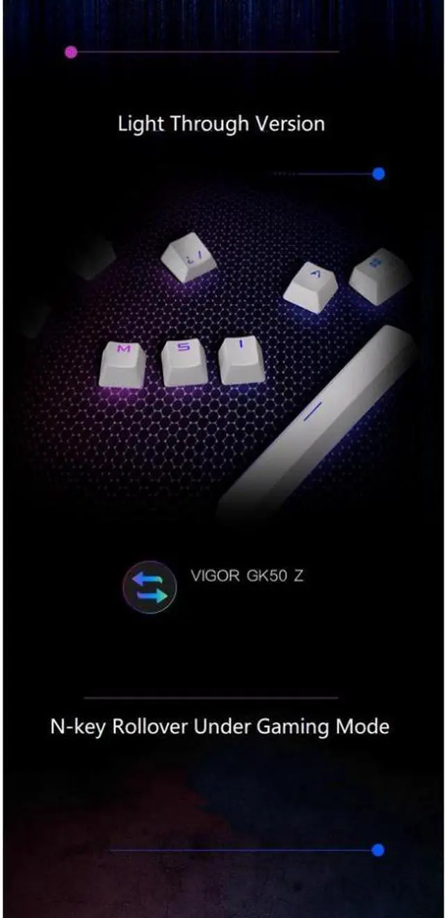 Alt view image 5 of 7 - MSI GK50Z Ergonomic Design, Cool Exterior Anti-splash Mechanical Gaming Keyboard, N-key Rollover and RGB Backlit-Blue Switch