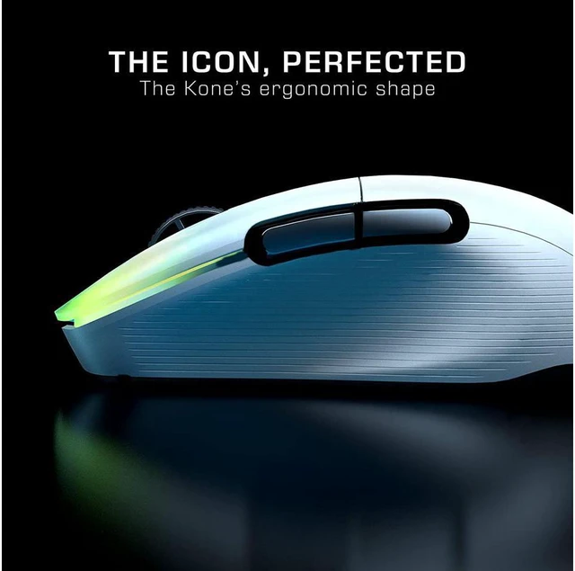 Alt view image 3 of 7 - ROCCAT Kone Pro Air Ergonomic Bluetooth Wireless Gaming Mouse - 19K DPI Optical Sensor - AIMO RGB Lighting - Aluminum Scroll Wheel - 100+ Hour Battery Life - White