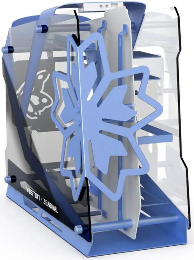 Alt view image 4 of 5 - Zeaginal ZC-09 X YESTON Tempered Glass Mini Computer Case Support 360mm+240mm Radiator Support M-ATX/ ITX Motherboard USB3.0 -Blue & White Version