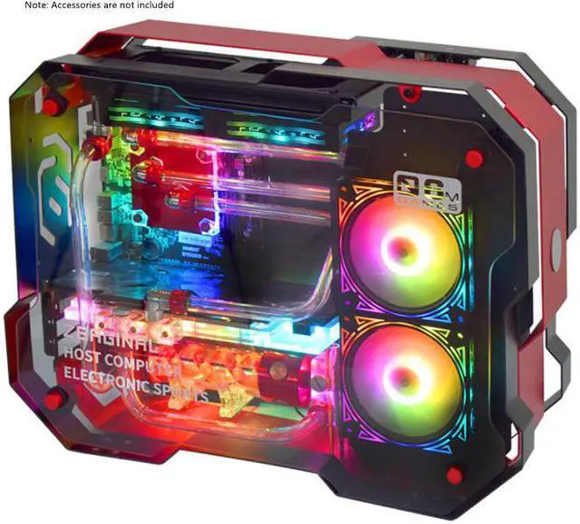 Alt view image 6 of 7 - Zeaginal ZC-06M Tempered Glass Mini Computer Case Support 240mm Radiator Support M-ATX Motherboard USB 3.0 -Red